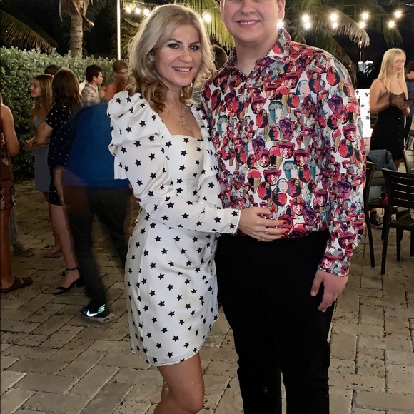 🎉🎉SELF-PORTRAIT Star print Asymmetrical Dress!🎉🎉 - Picture 3 of 12